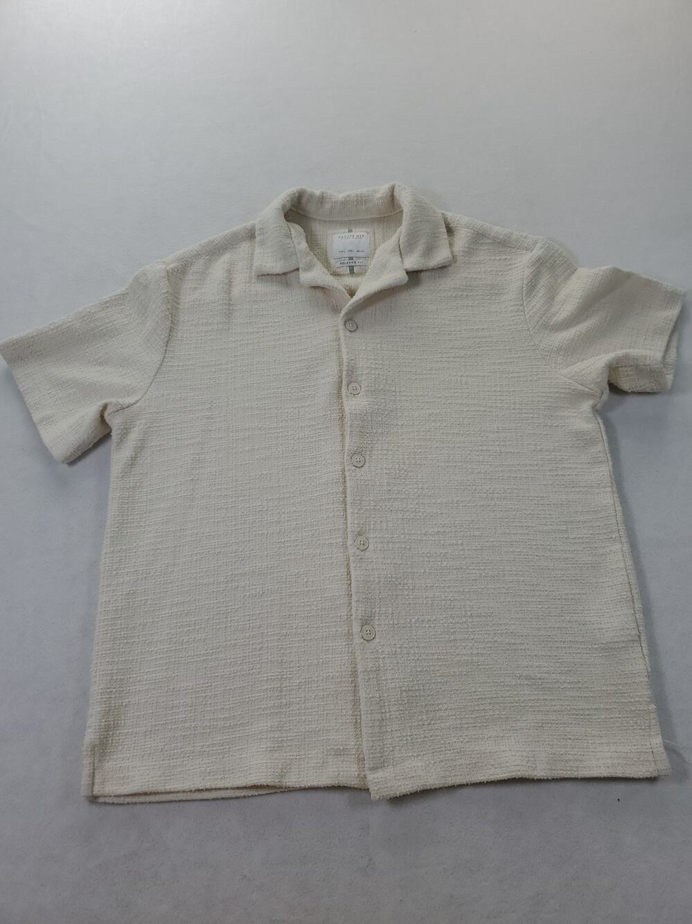 Cactus Man by Ricky Singh Mens Size L Textured Cream Short Sleeve ButtonUp Shirt